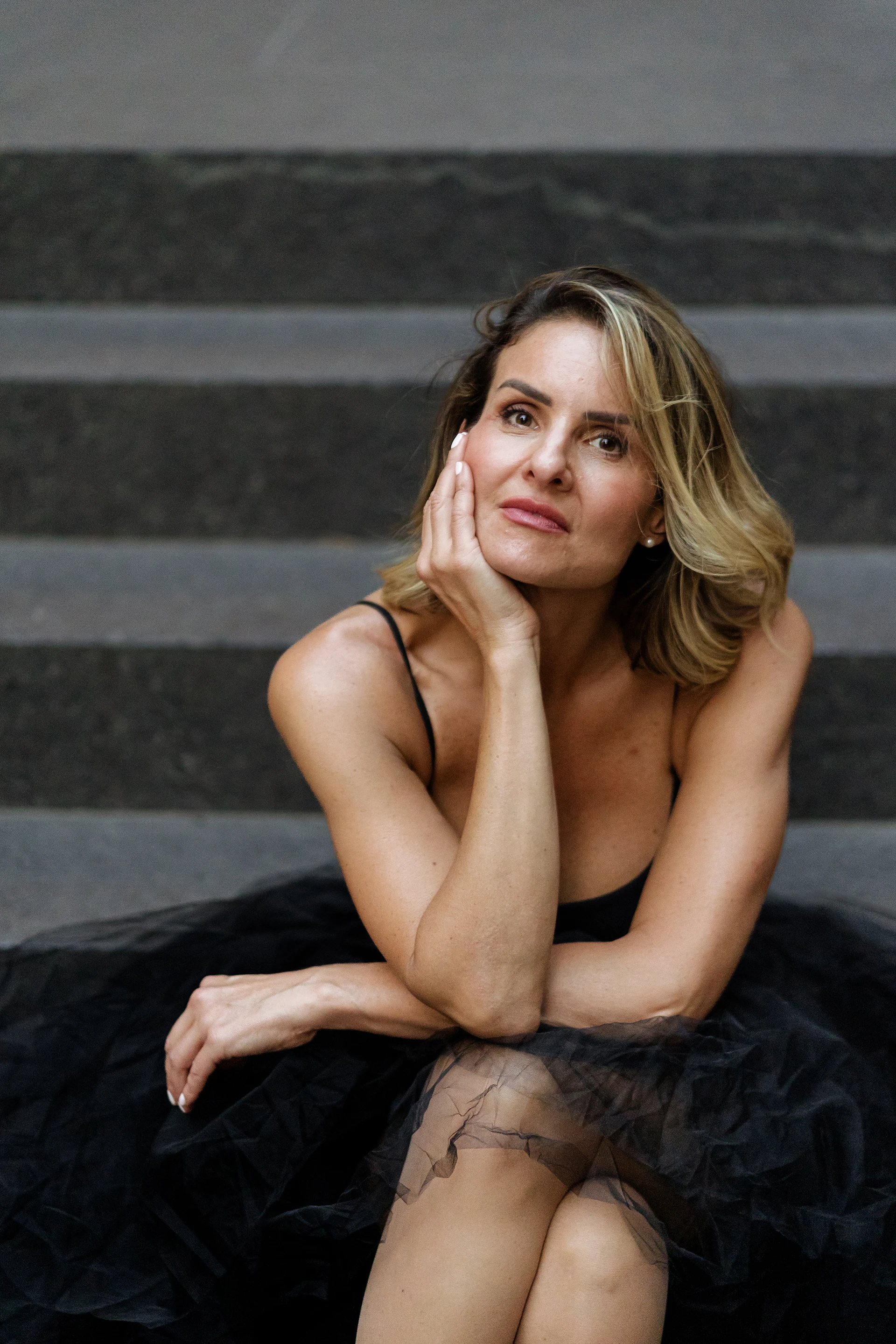 Branding session lifestyle portrait on steps